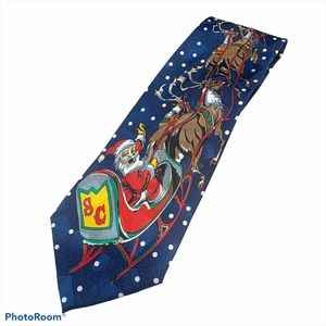 American Accessories Blue Polka‎ Dot Santa Reindeer Christmas Tie